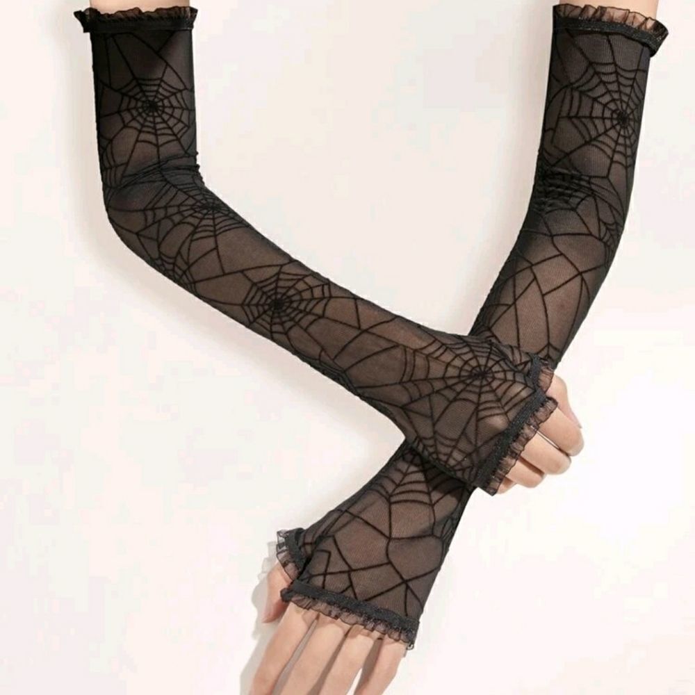 Halloween Spider Net Design Gloves